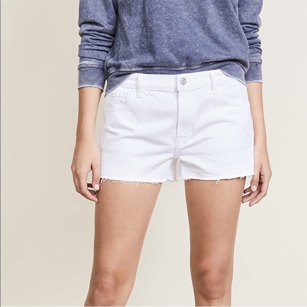 J Brand white denim stretch cutoff shorts size 28
